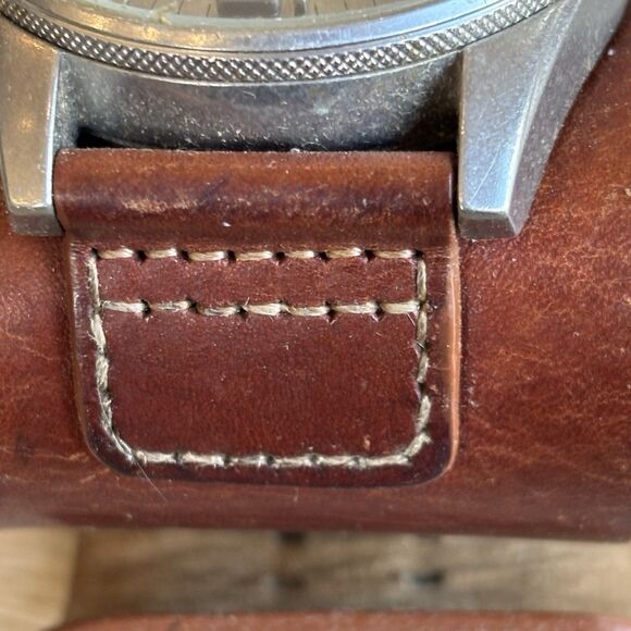 Vintage Fossil Chronograph Watch Leather Cuff Band Repair Lot AS-IS Scratch - Picture 6 of 12